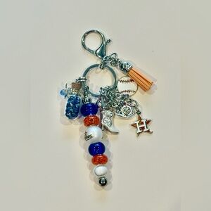Houston Astros Baseball Themed Keychain with Charms